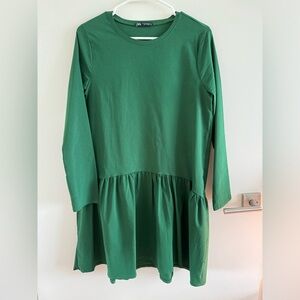 Zara green long sleeve babydoll dress